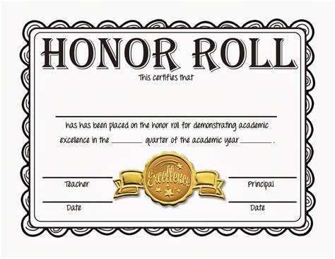 Honor Roll Certificate Template Free